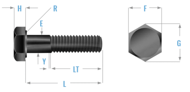 Ficha técnica medidas tornillo grado 8