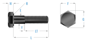 Ficha técnica medidas tornillo hexagonal A307